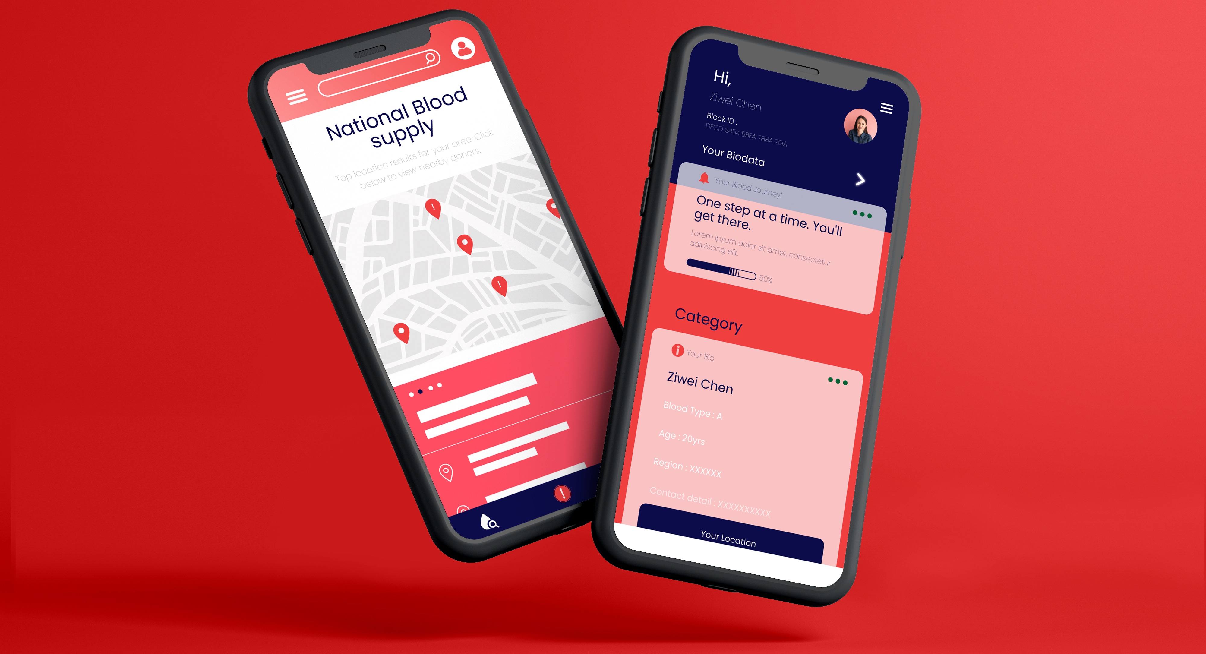 Mockup of the blood supply coordination platform interface