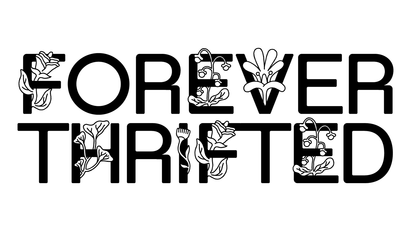 Forever Thrifted logo design with botanical elements for La Rosa Collective