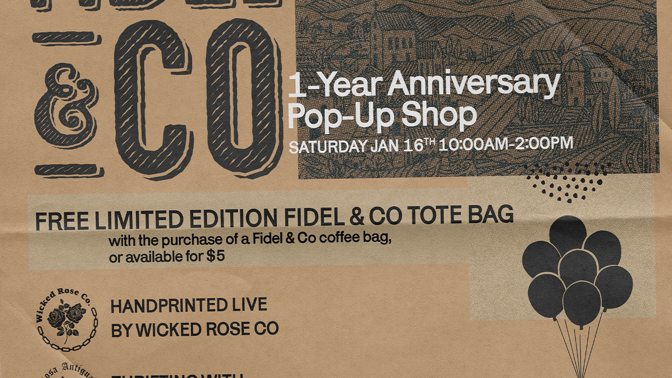 FIDEL & CO pop-up shop poster with rustic kraft paper design